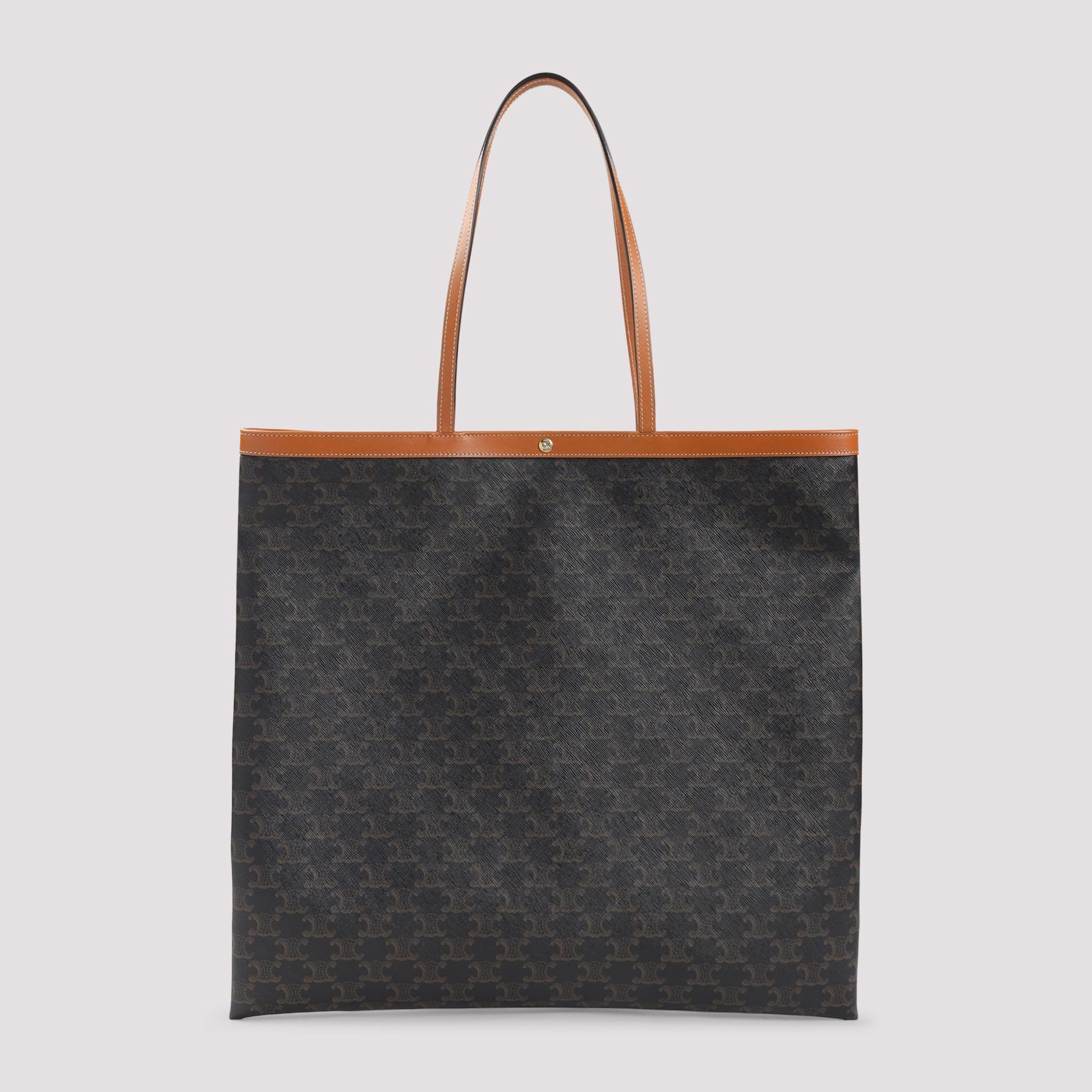 celine large flat shopper bag nude & neutrals triomphe textile leather - women