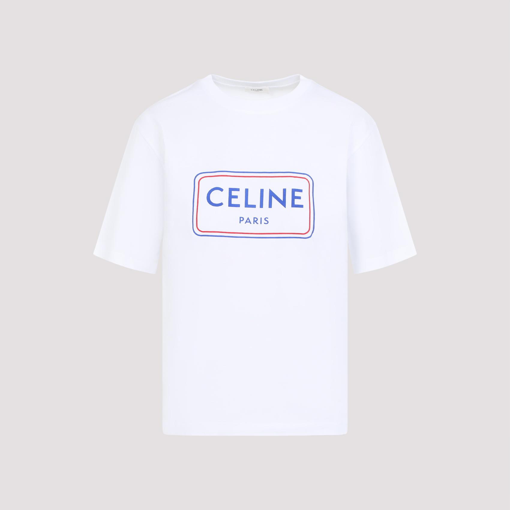 celine loose fit t-shirt white cotton tshirt - women