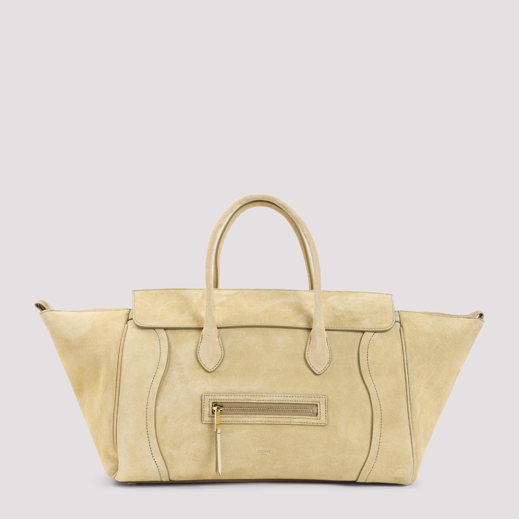celine medium new luggage nude & neutrals suede leather bag - women