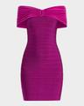 celine off-the-shoulder bandage mini dress