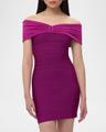 celine off-the-shoulder bandage mini dress