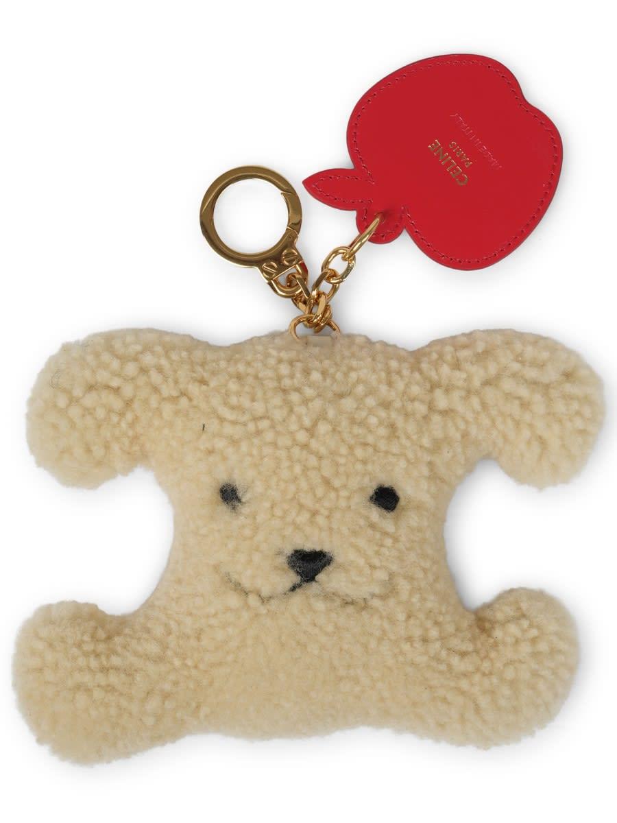 celine shearling triomphe keychain