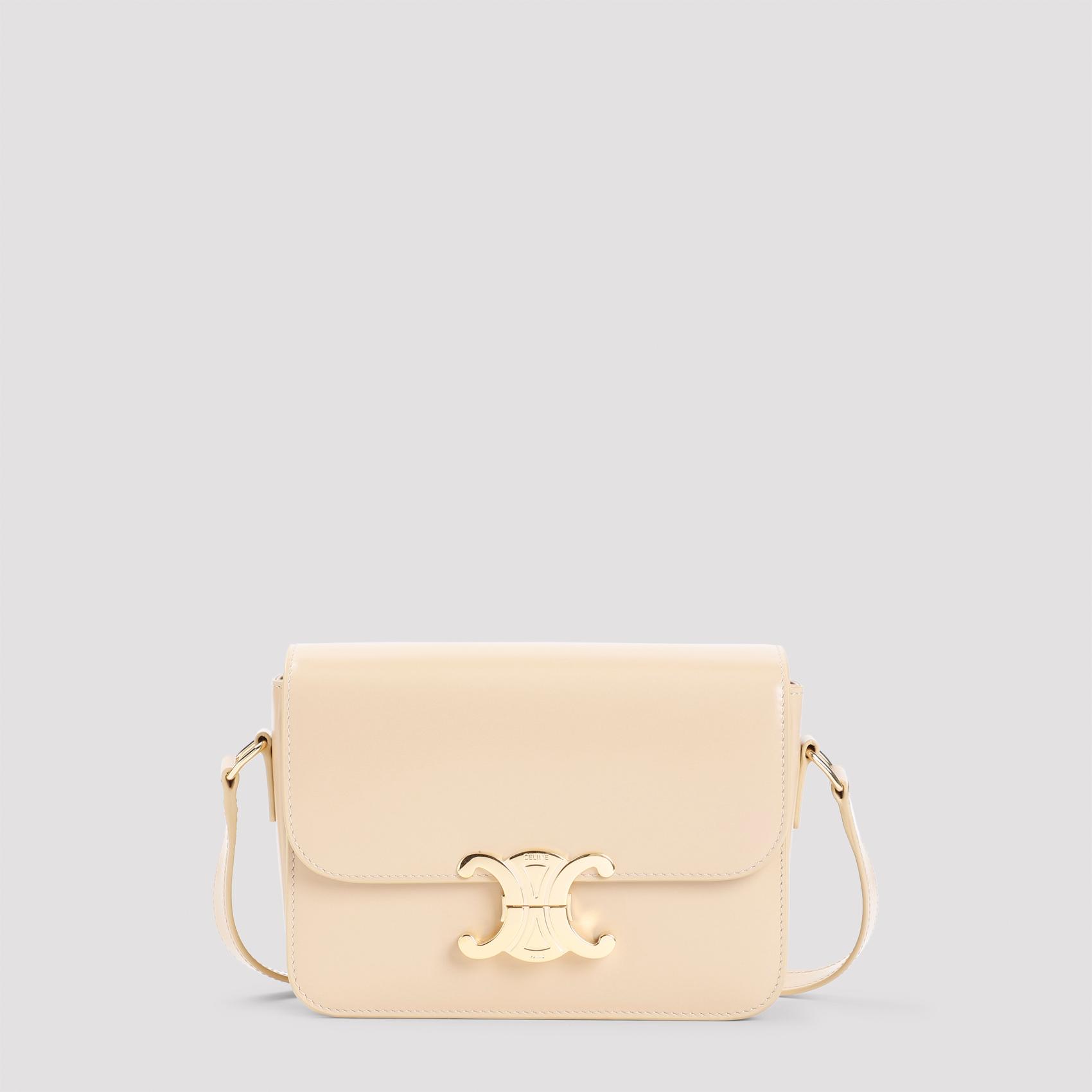 celine teen triomphe shoulder bag nude & neutrals calfskin - women