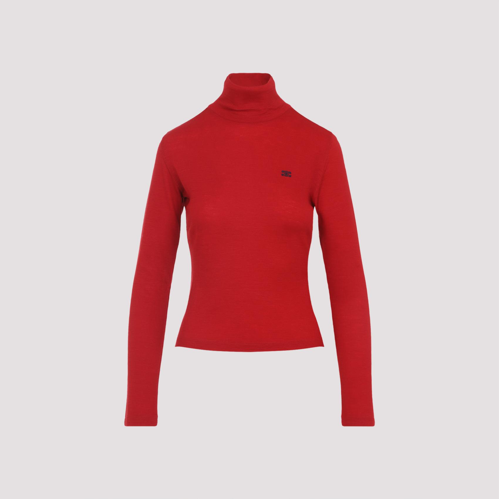 celine turtleneck top red wool - women