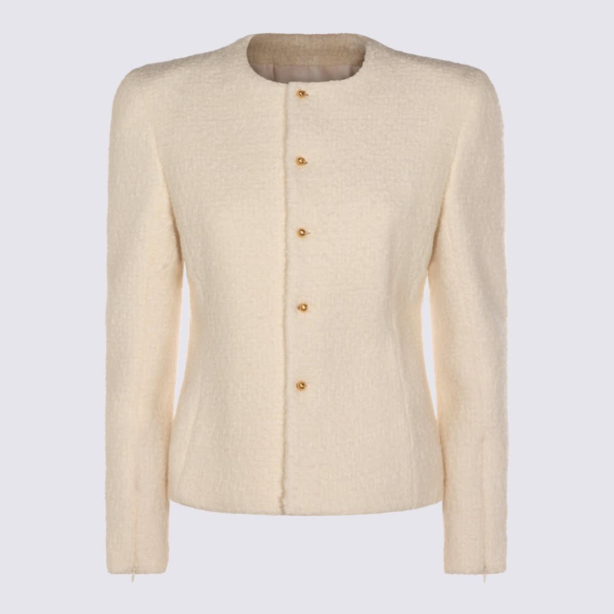 celine white cashmere and virgin wool casual jacket