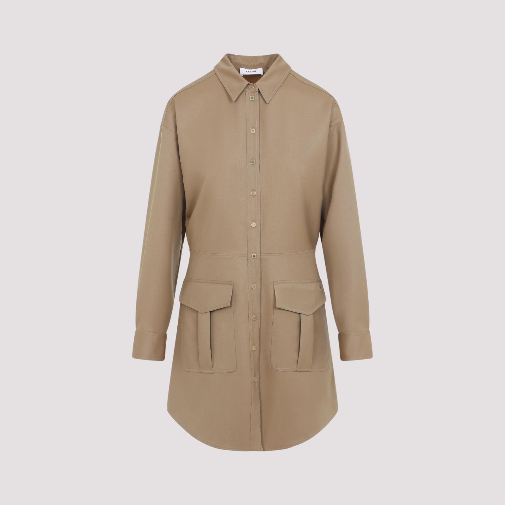 celine wool mini dress nude & neutrals - women