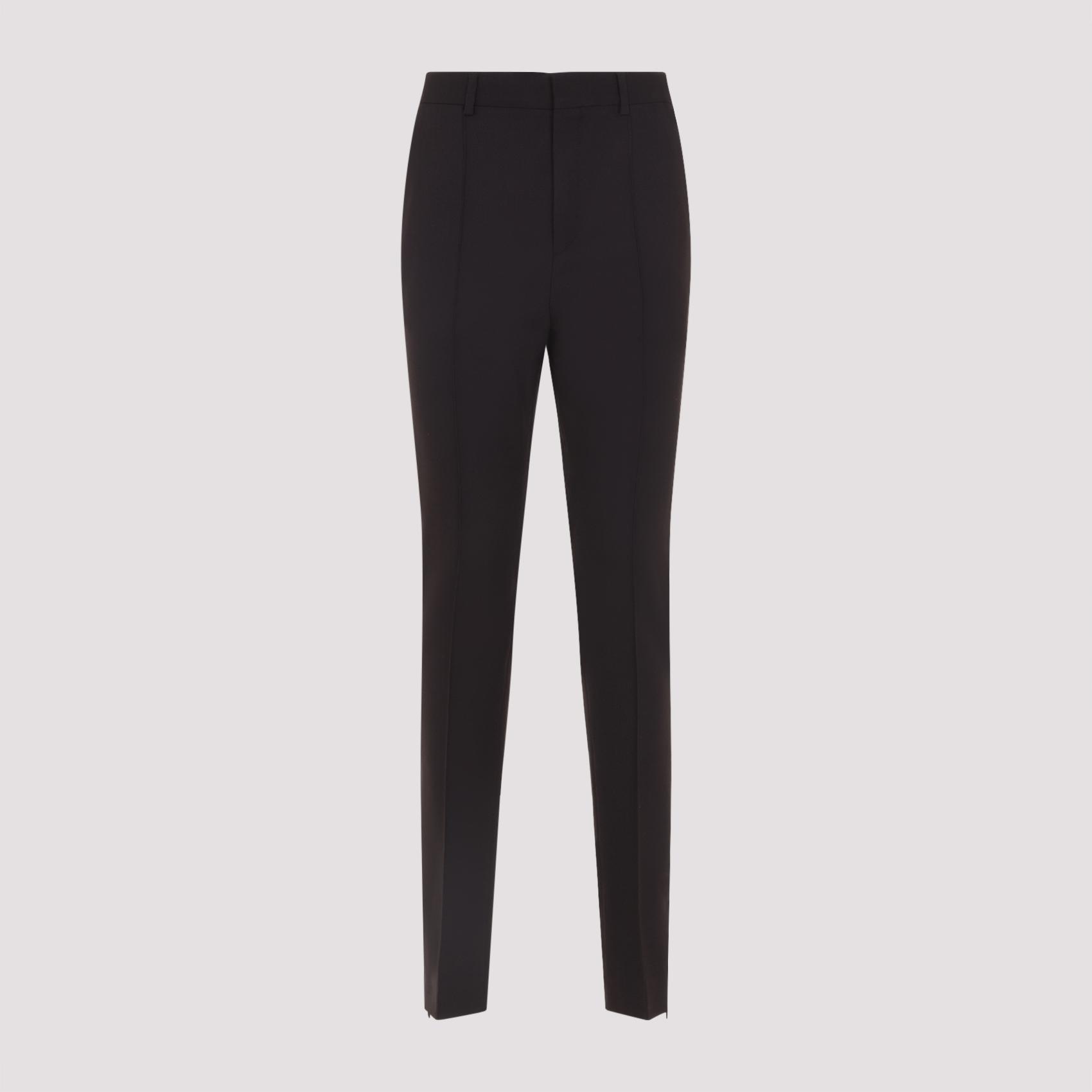 celine wool pants brown polyester elastan - women
