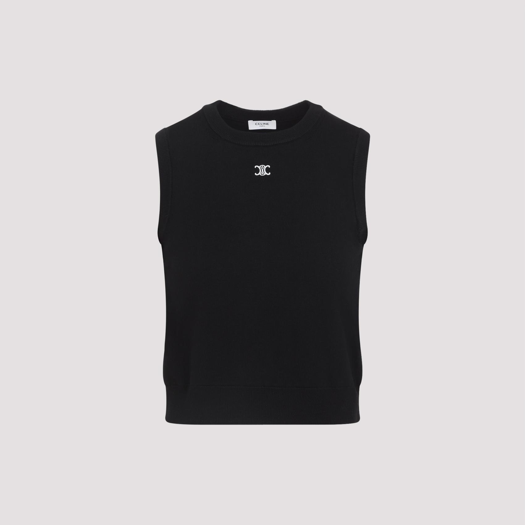 celine wool top black polyamide - women