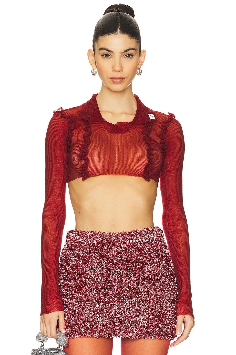 celluloid knit crop polo