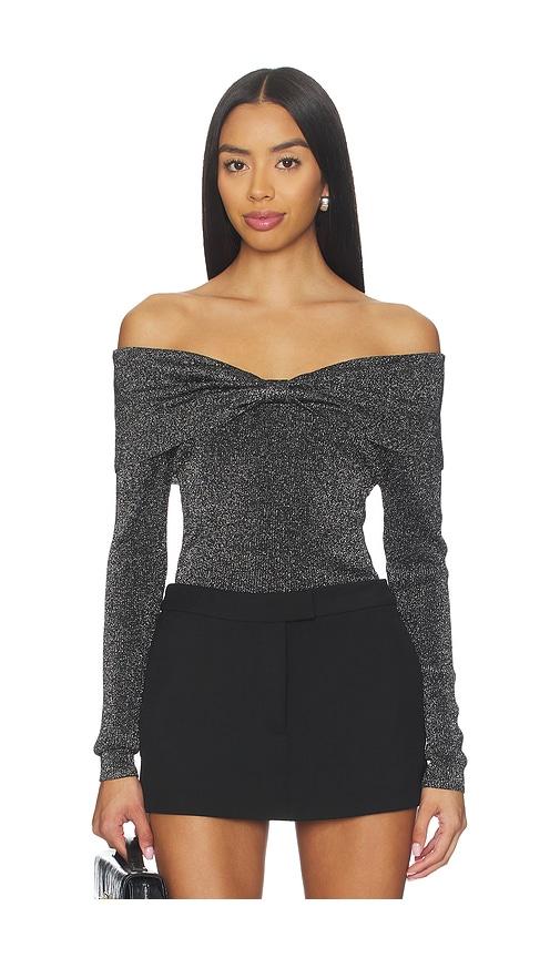 central park west colette ribbed lurex sweater in black.