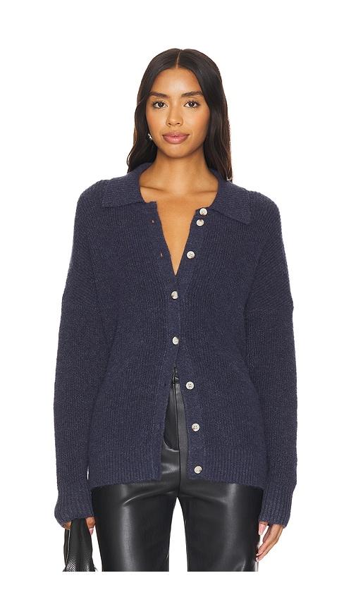central park west millie oversized sweater polo in navy.