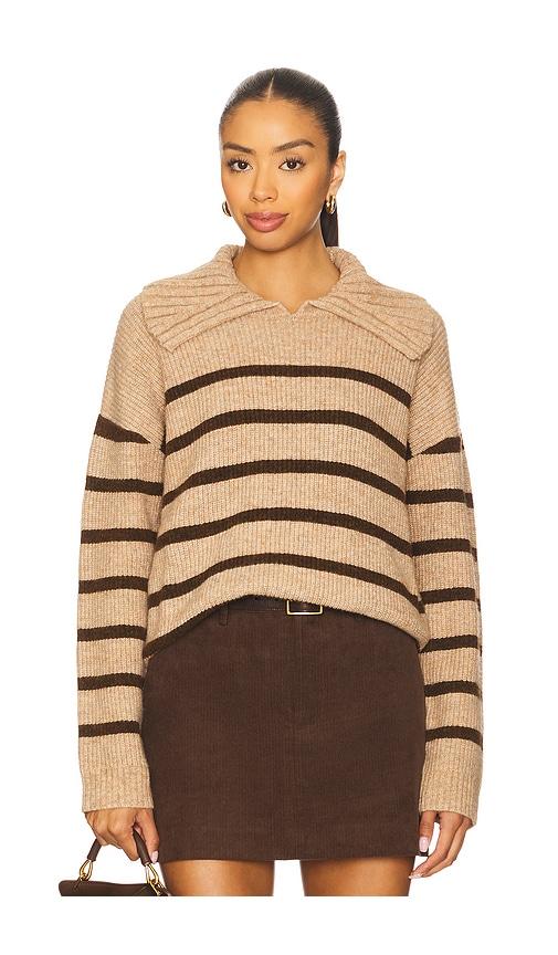 central park west rayna oversized collar sweater in brown.
