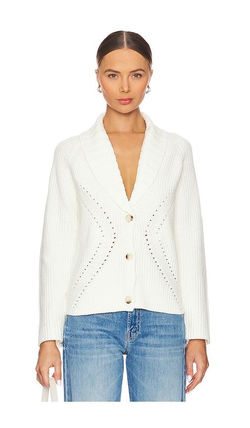 central park west rosette engineered pointelle jacket in white.