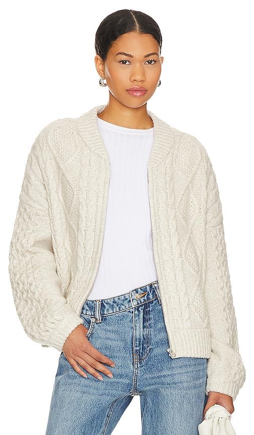 central park west savannah zip up sweater in neutral.