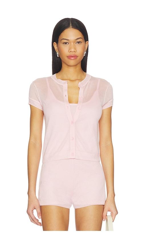 central park west serena sheer cardi with cami top in pink.