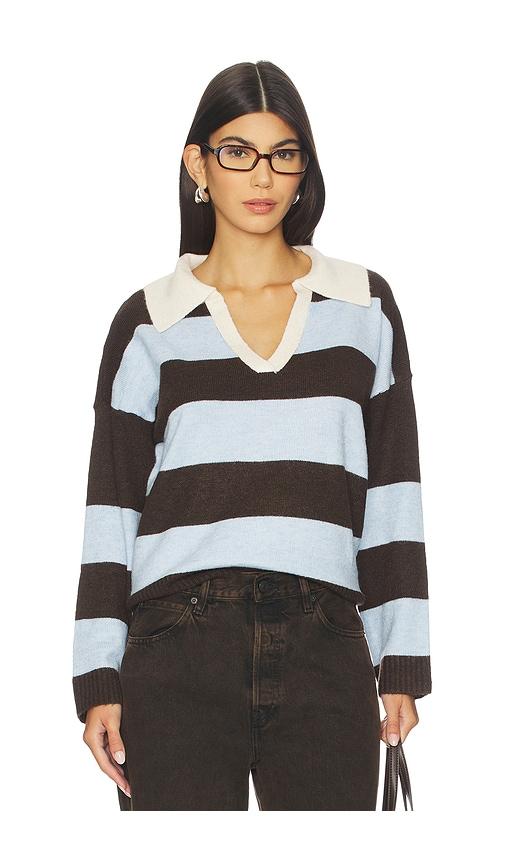 central park west striped rugby sweater in chocolate,baby blue.