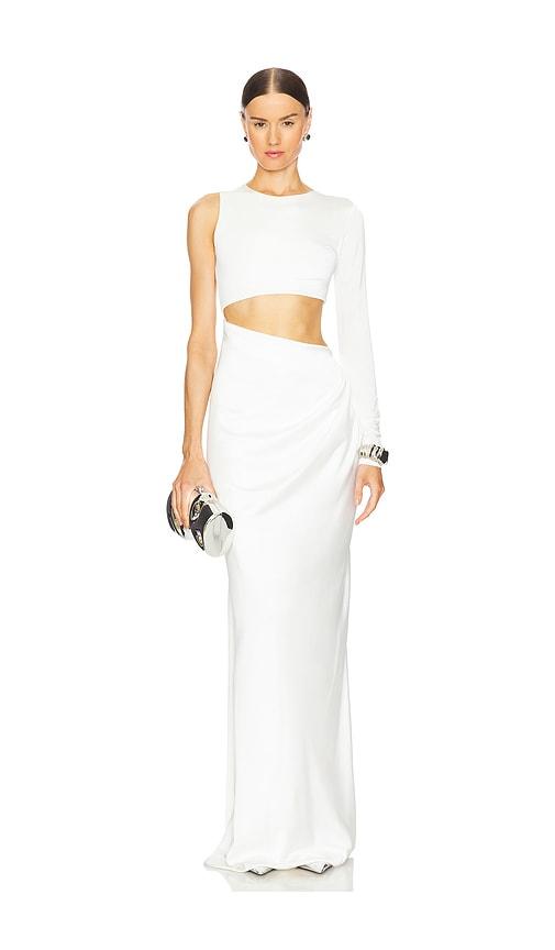 ceren ocak cut out dress in white.