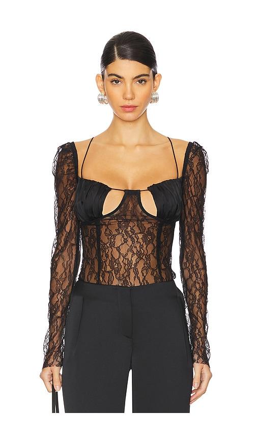 ceren ocak lace top in black.