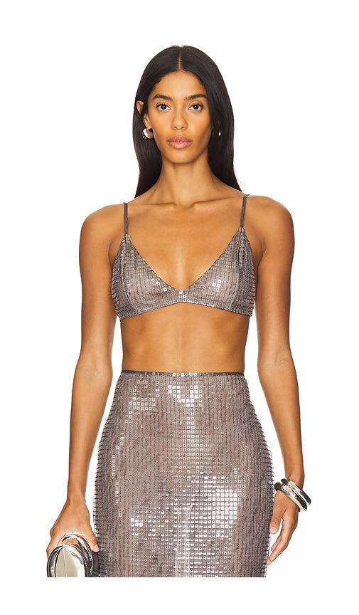 ceren ocak sequin top in metallic neutral.