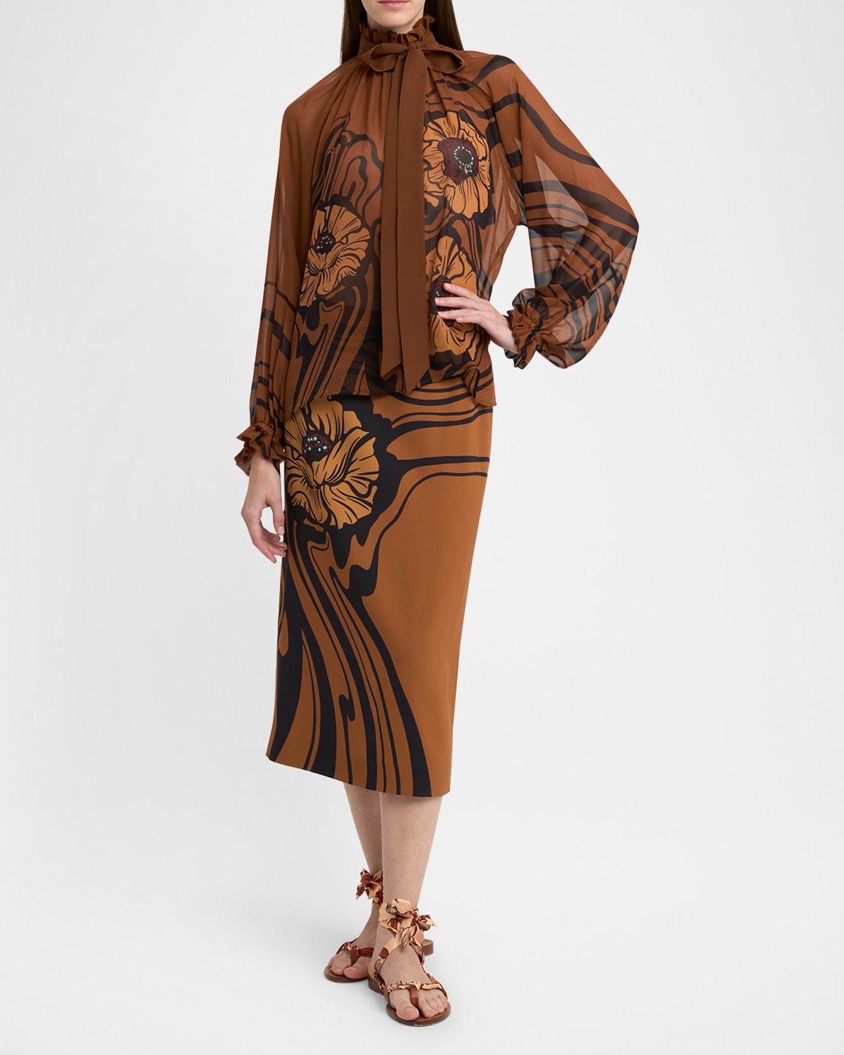 cerere long-sleeve silk chiffon blouse