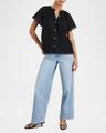 cerise eyelet flutter-sleeve blouse