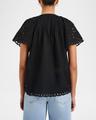 cerise eyelet flutter-sleeve blouse