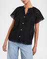 cerise eyelet flutter-sleeve blouse