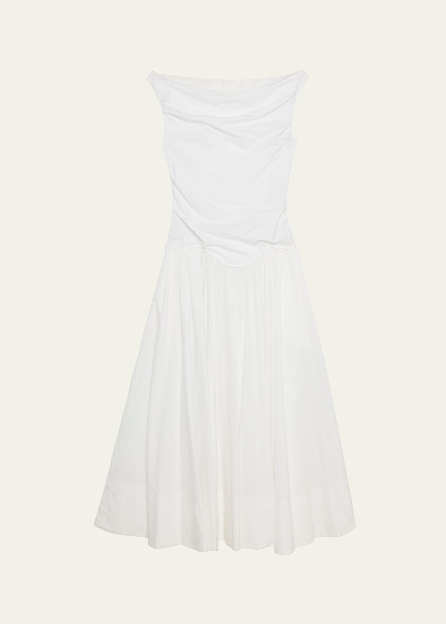 cersei drop-waist off-the-shoulder midi dress