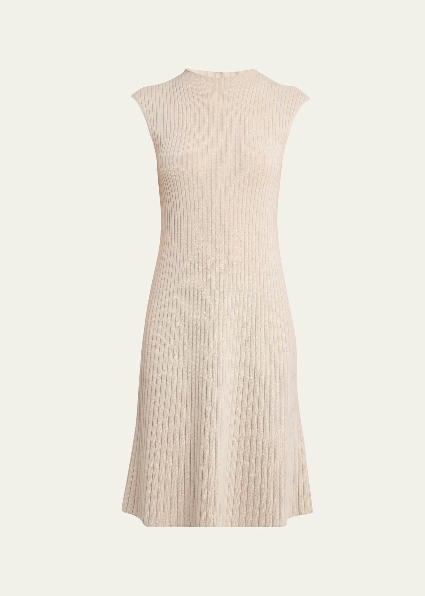 cervatto cap-sleeve cashmere rib dress