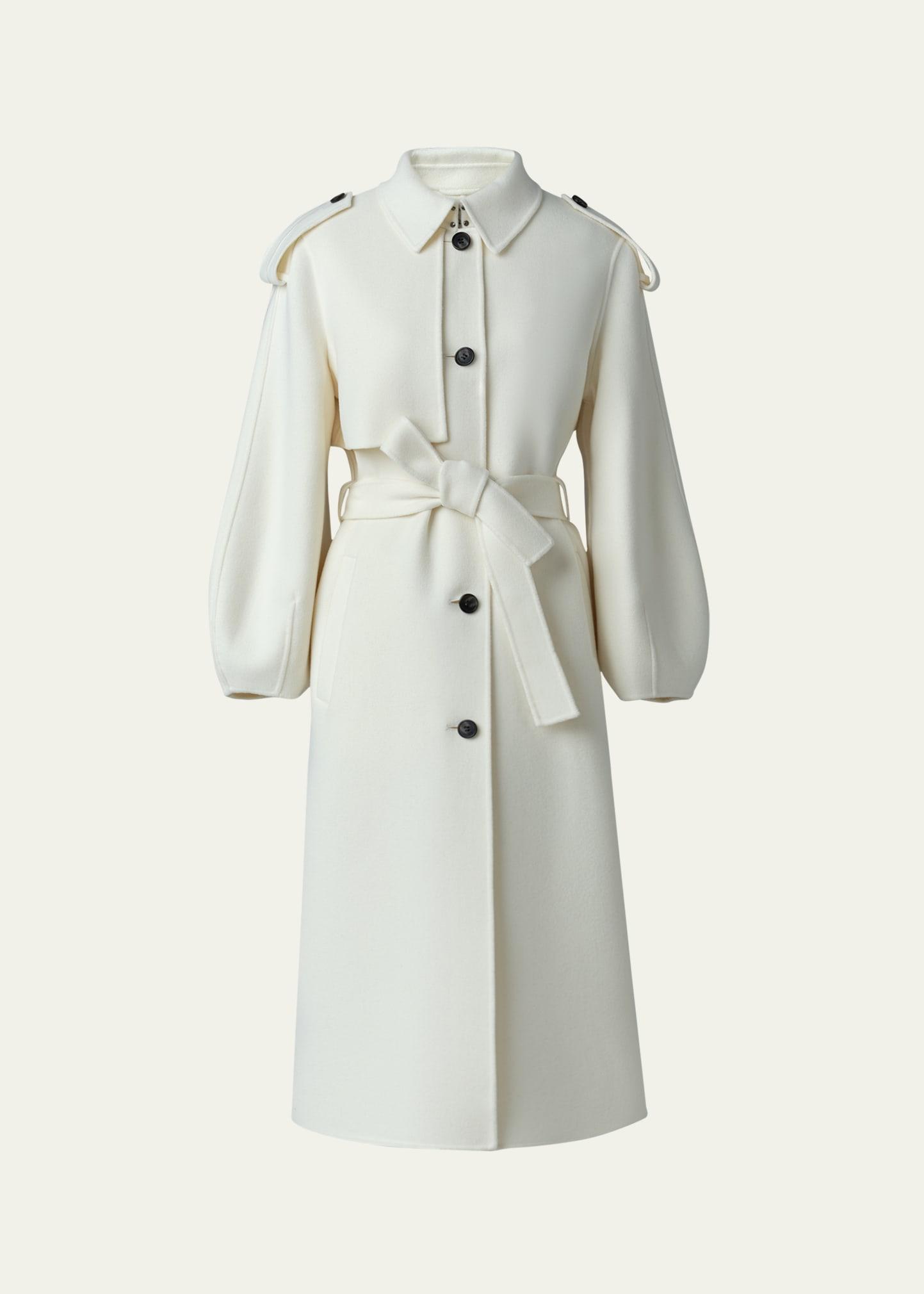 ceyla belted handmade double-face virgin wool coat