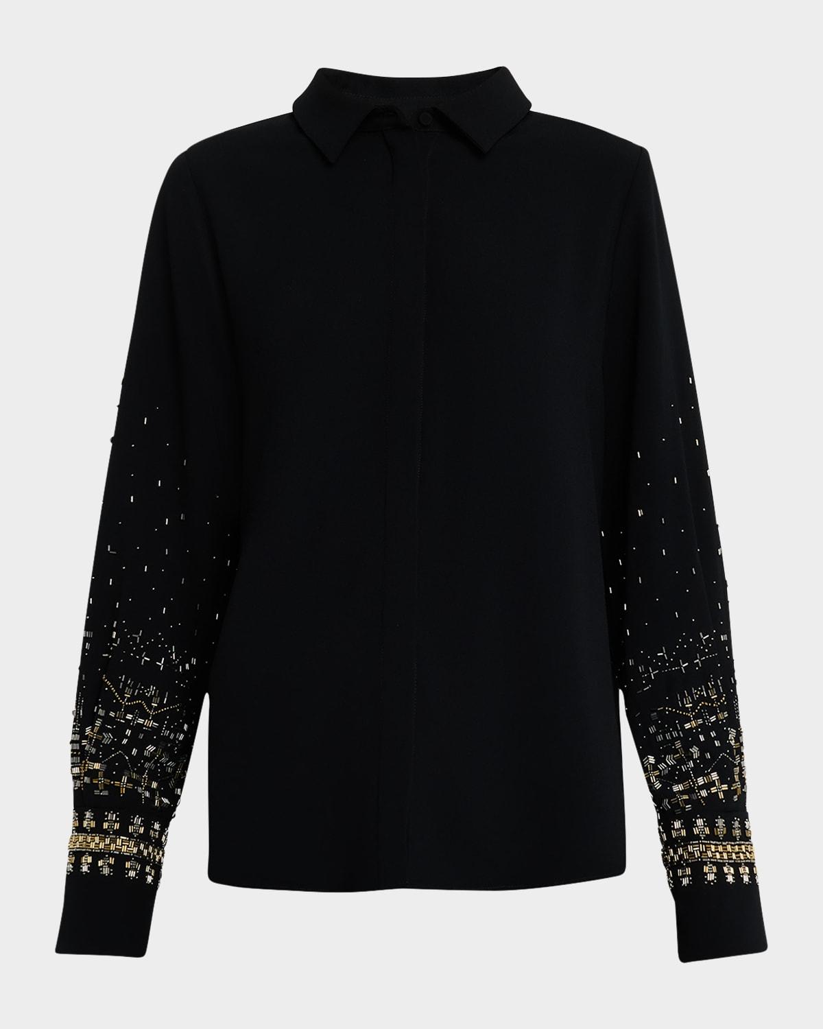 chai beaded satin blouse
