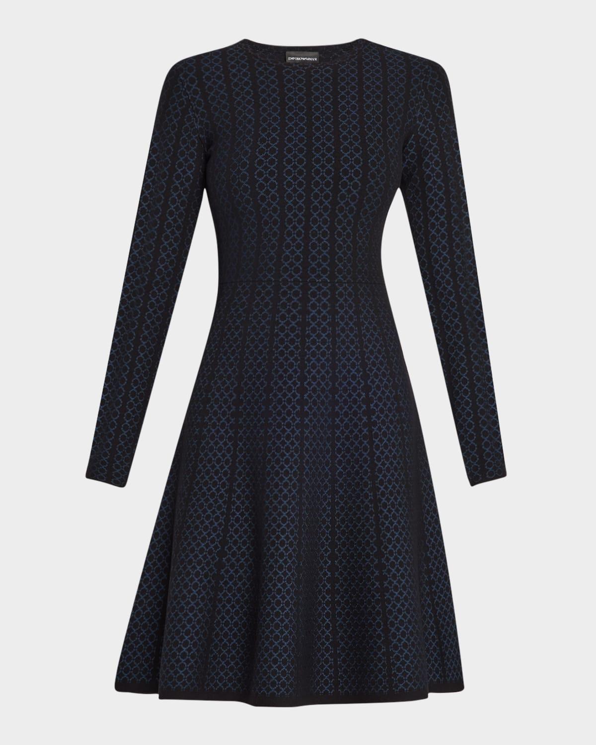 chain & stripe motif jersey dress