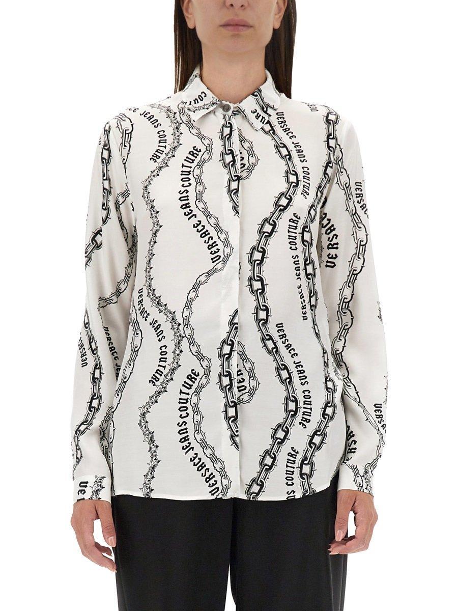 chain couture-print long-sleeved shirt