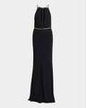 chain cutout sable jersey halter evening dress