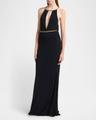 chain cutout sable jersey halter evening dress