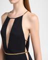 chain cutout sable jersey halter evening dress