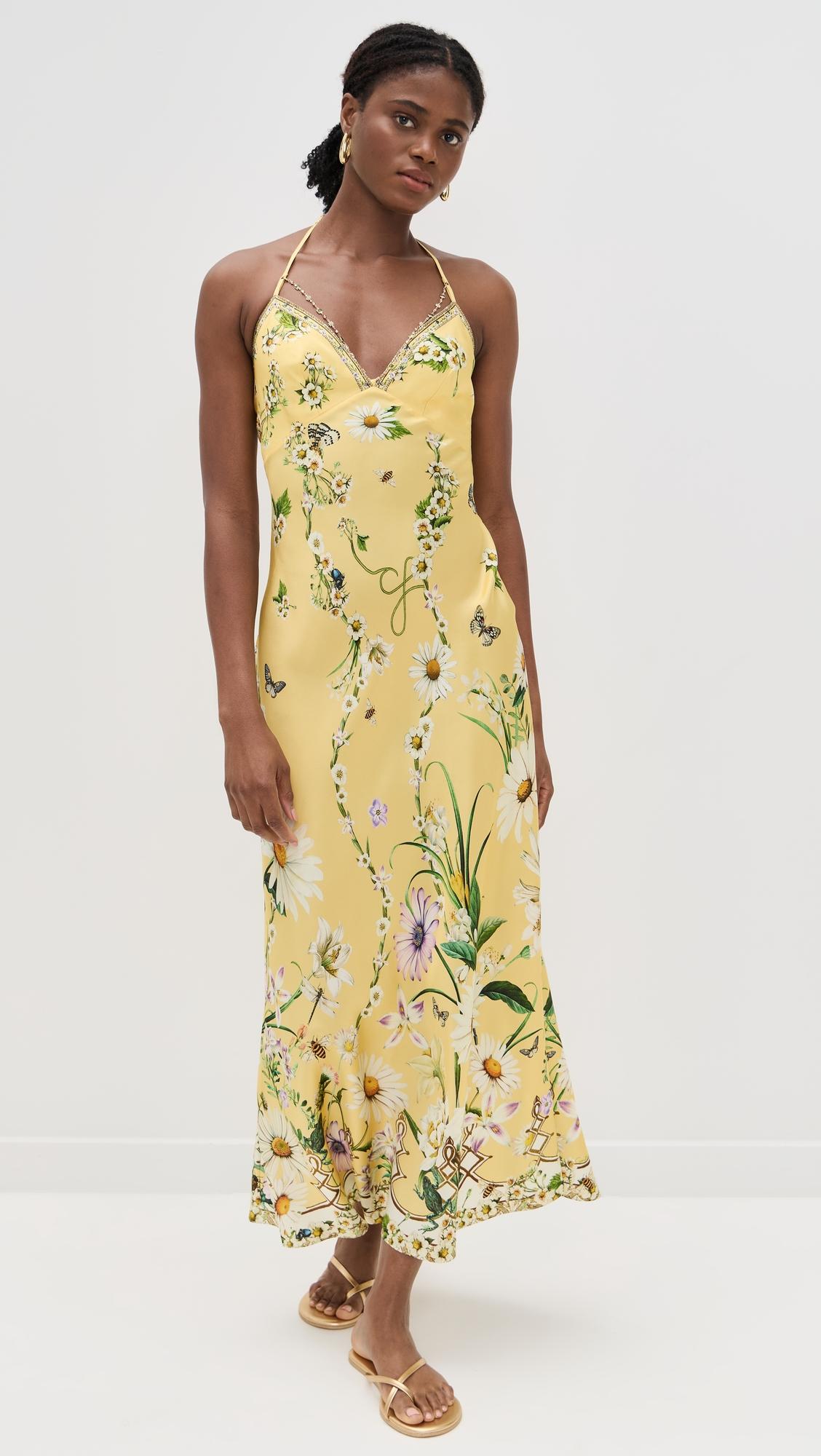 chain detail silk slip dress