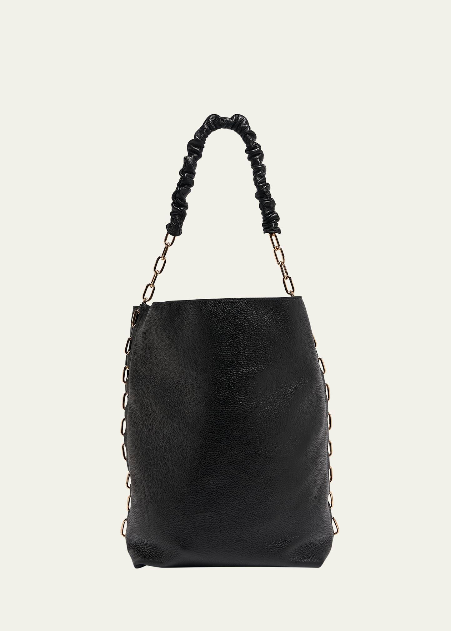 chain leather tote bag
