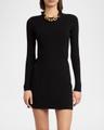 chain-necklace long-sleeve mini sweater dress