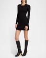 chain-necklace long-sleeve mini sweater dress