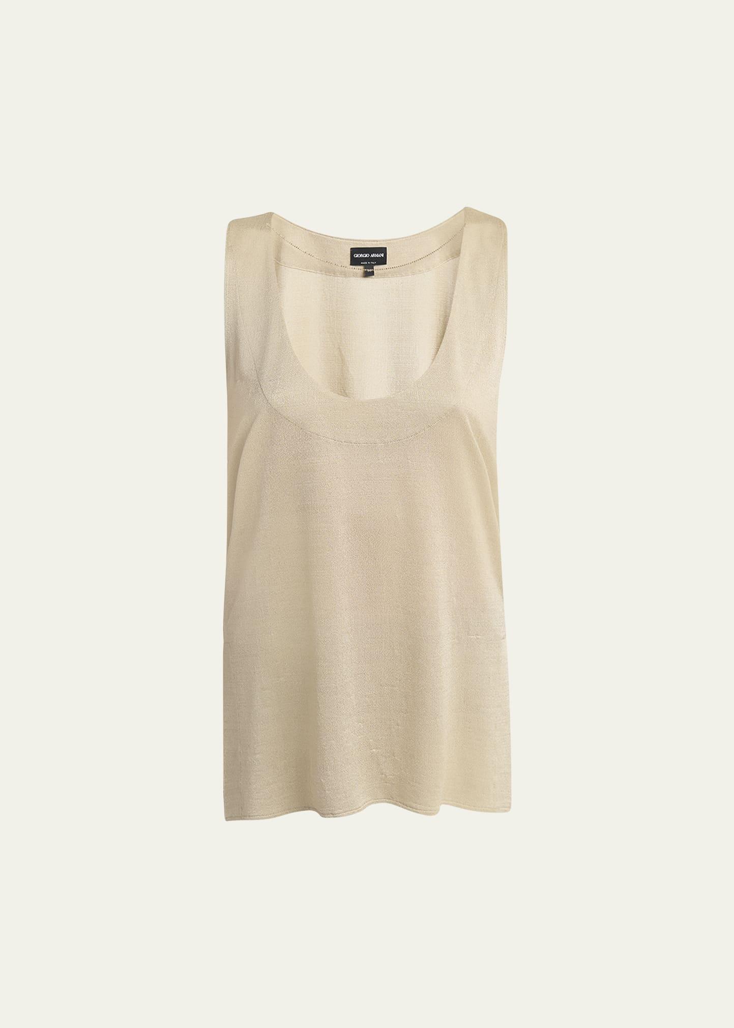 chain-necklace scoop-neck shiny viscose jersey tank top