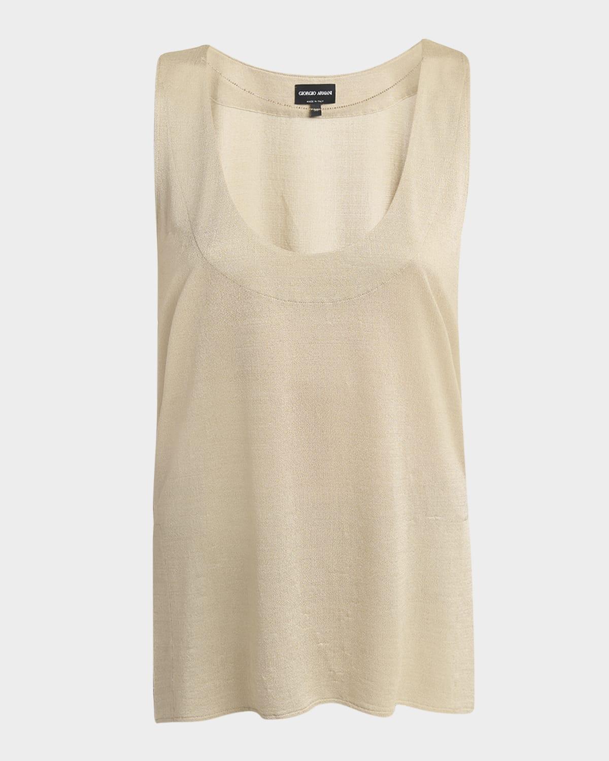 chain-necklace scoop-neck shiny viscose jersey tank top