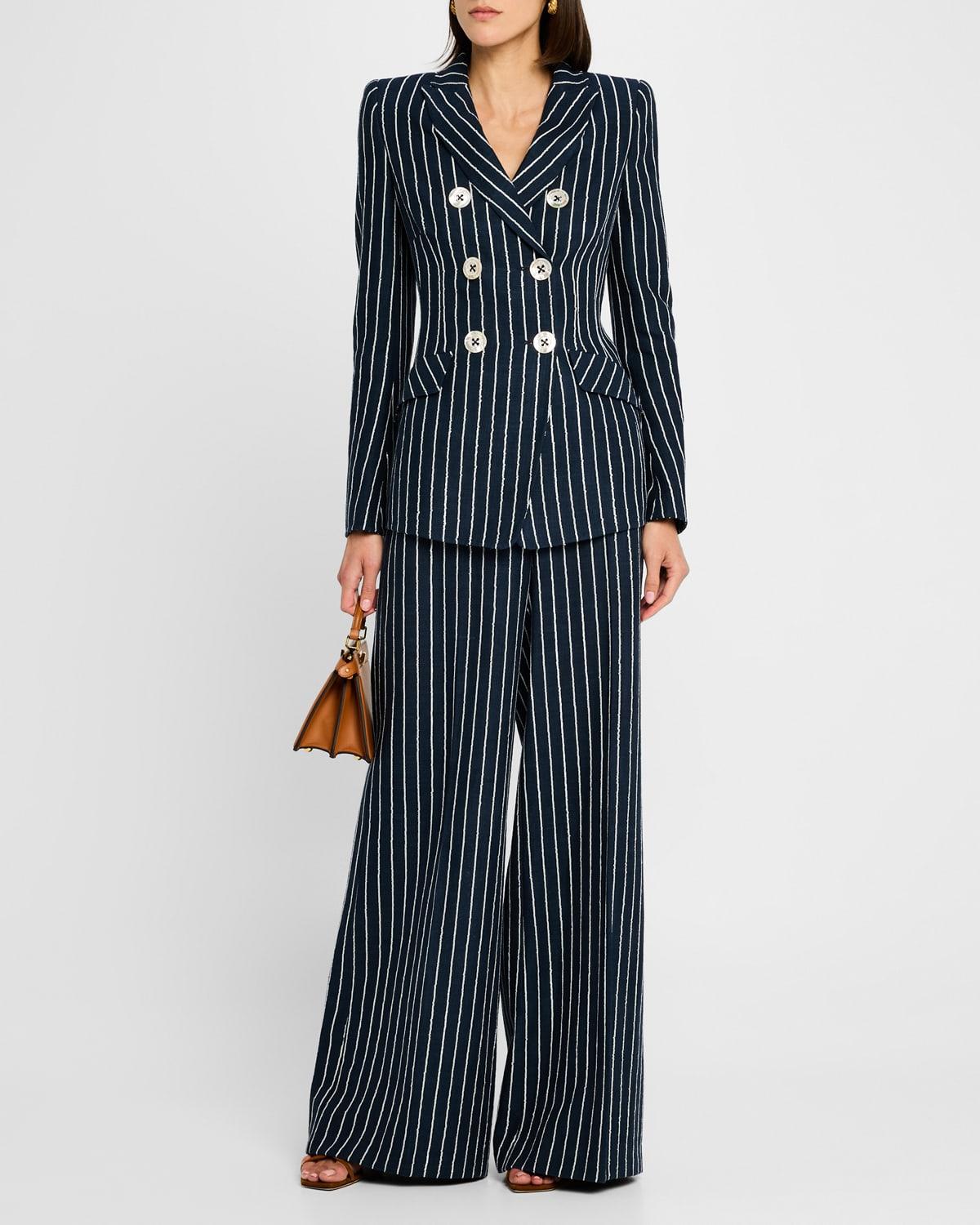 chain pinstripe full-leg pants