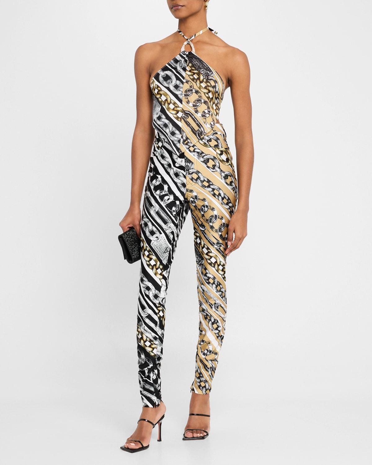 chain-print crystal-link handkerchief top