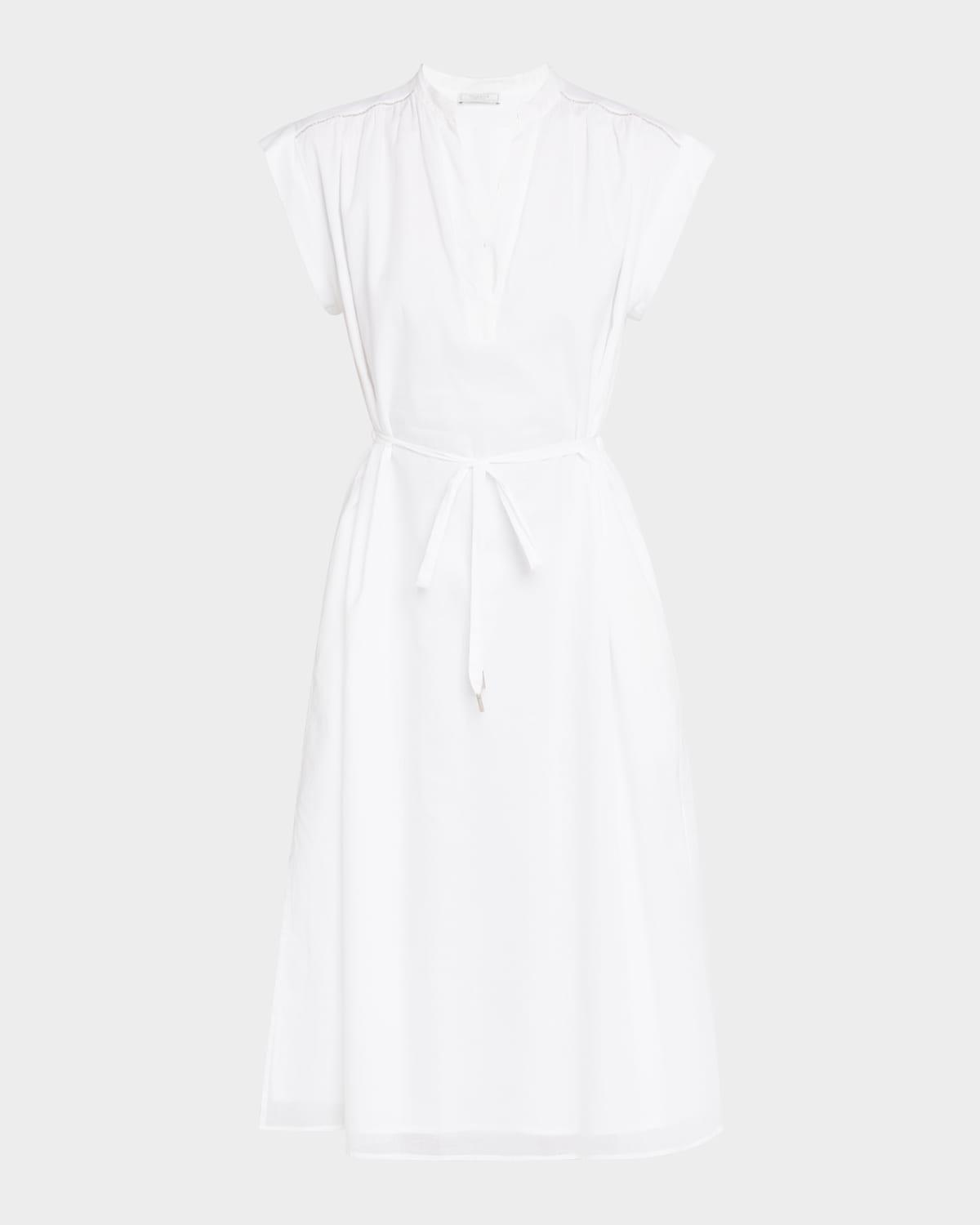 chain-trim cotton midi dress