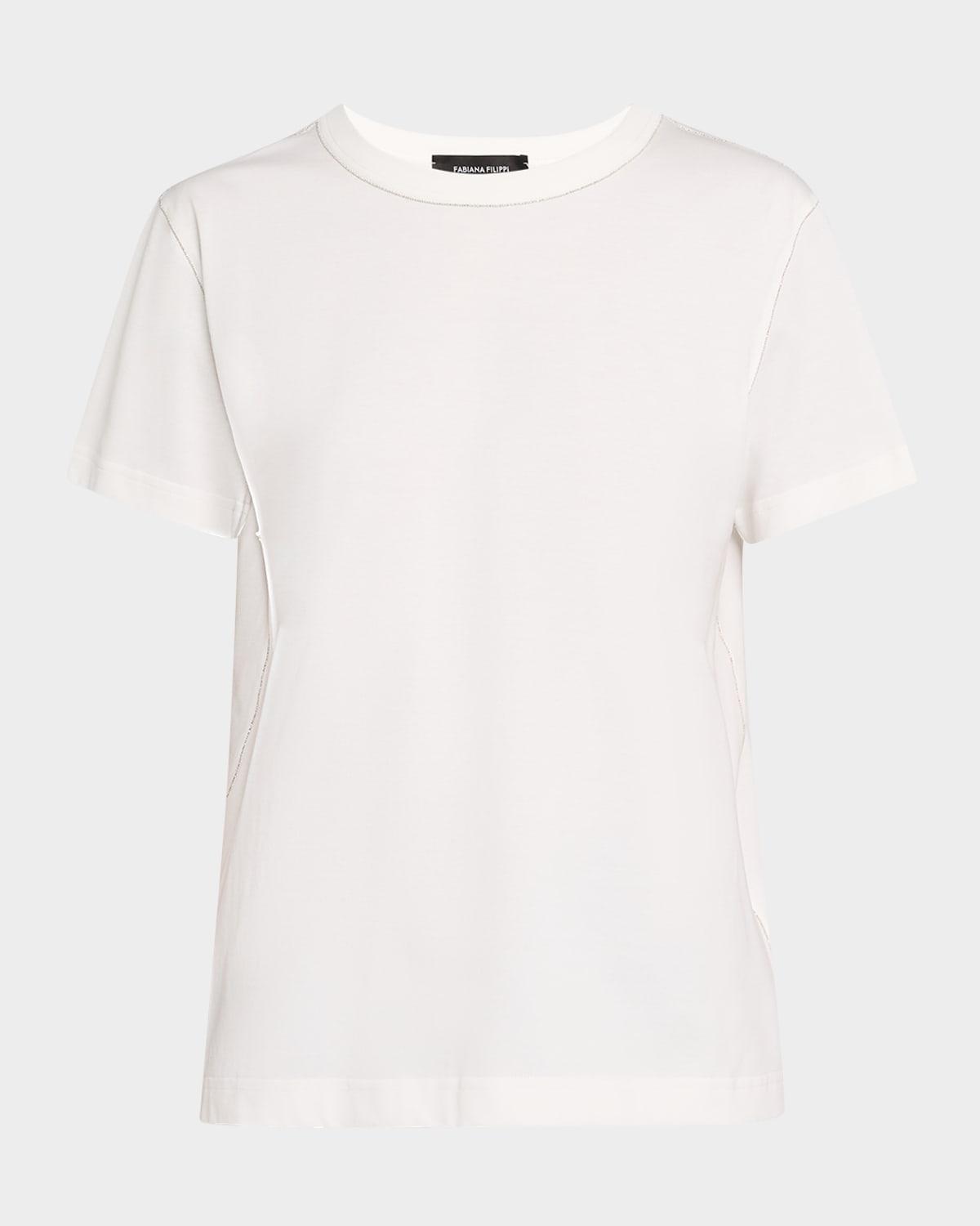 chain-trim crewneck cotton t-shirt