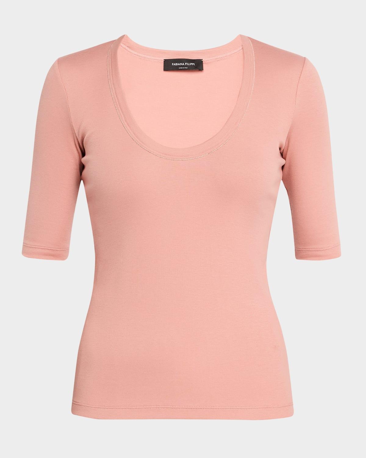 chain-trim ribbed jersey t-shirt