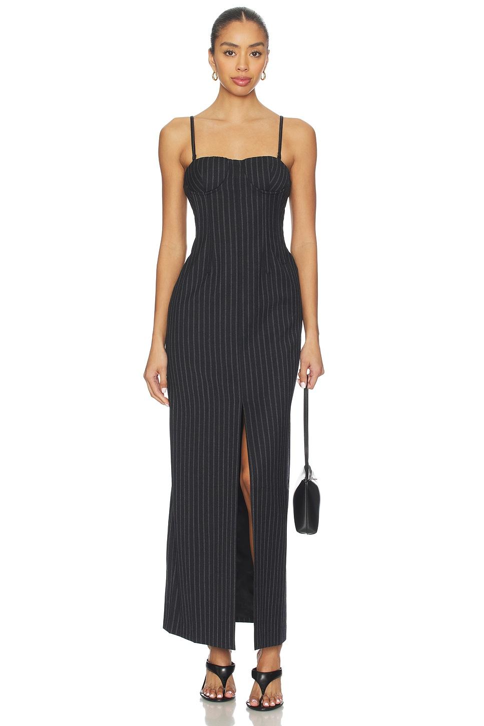 chalkstripe wool bustier dress