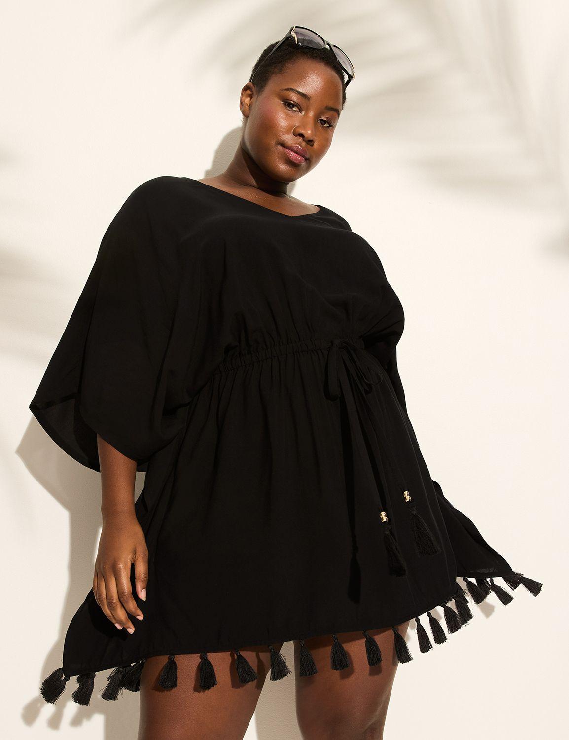 challis tassel-trim dolman cover-up