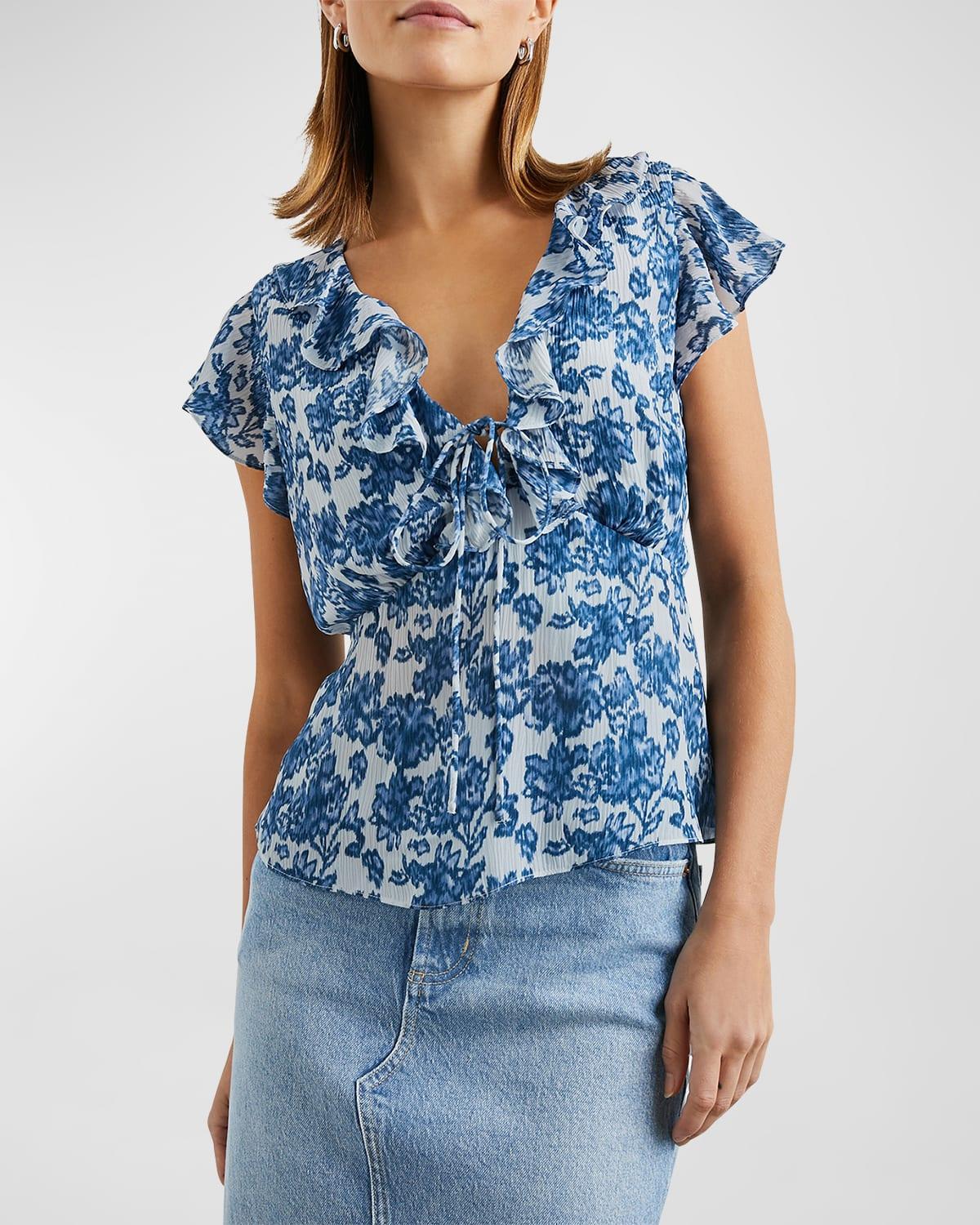 chambray floral carmine blouse